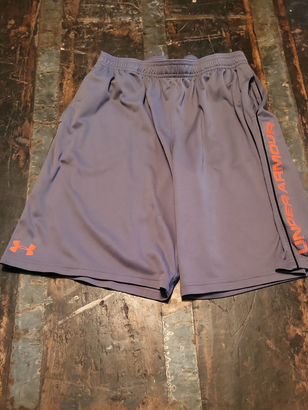 Under Armour Gray Athletic Shorts with Orange Logo